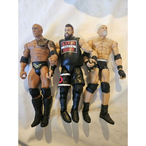 Mattel | Toys | Wwe Lot Of 3 The Rock Kevin Owens Mattel Basic 65 ...